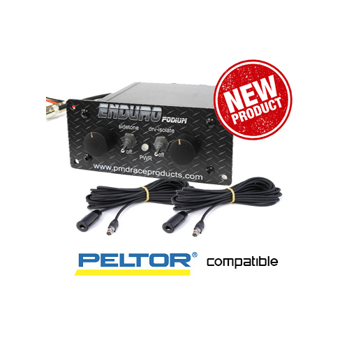 Enduro Podium intercom with PELTOR/BELL compatible leads