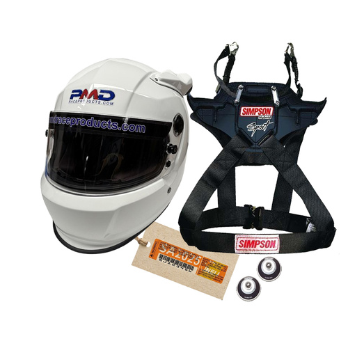 NEW SA2025 PMD FORCED MID-AIR full face helmet & FIA Hybrid FNR PACK